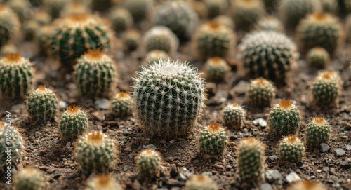 Assorted tiny cacti growing...