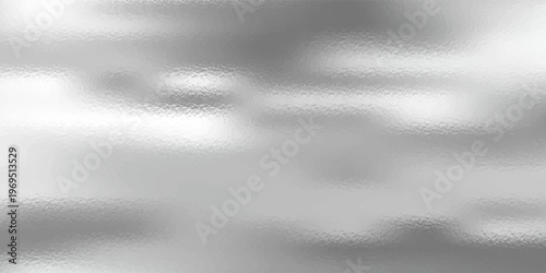 Silver metal effect foil. Silver texture. Gradient background. Metal surface print. Glitter backdrop. Silver plate. Shine design invitation, wedding greeting, cards, prints. Vector illustration