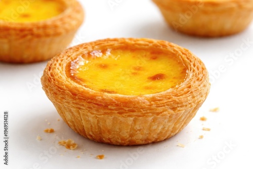 Egg tart dessert on clean w...