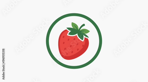Strawberry Icon Inside a Green Circle on White Background