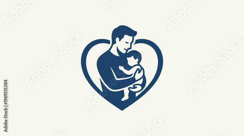 Father Holding Baby Inside Heart Logo