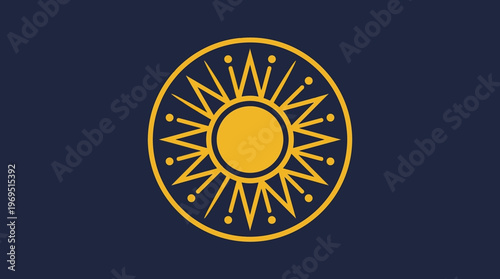 Abstract Sun Symbol on Dark Background