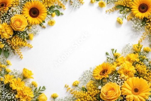 Top view of yellow flower a...