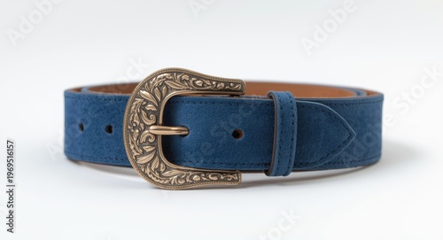 Vintage blue suede belt wit...