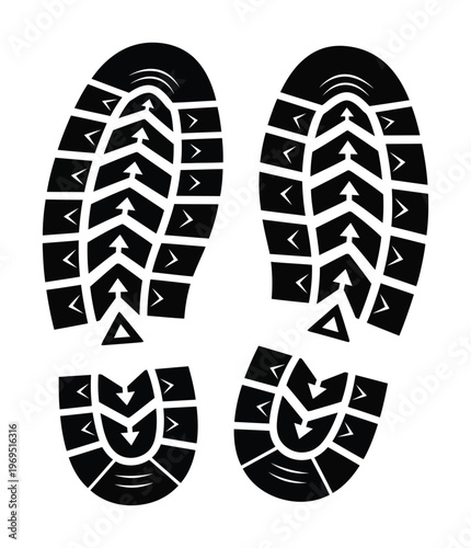Image of a vector shoe print pattern design with sole treads