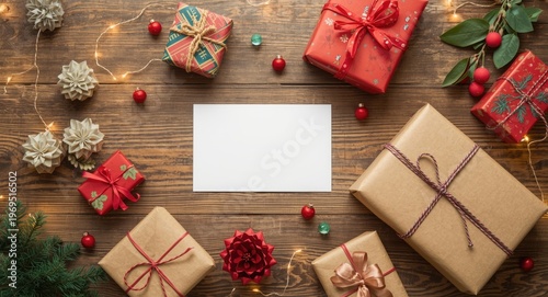 Flat lay of wrapped present...