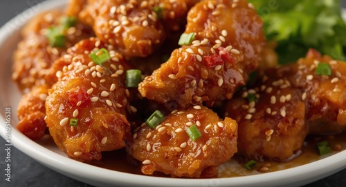 Tight close up of crispy or...