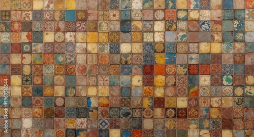 Textured vintage tile wall ...