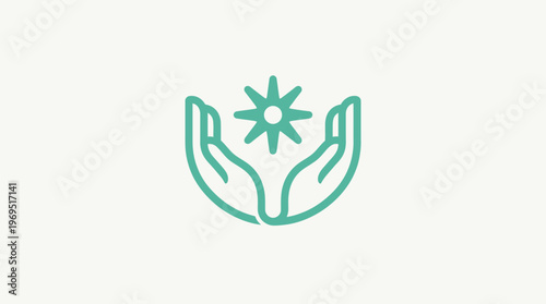 Hands Holding A Star Symbol Minimalist Logo