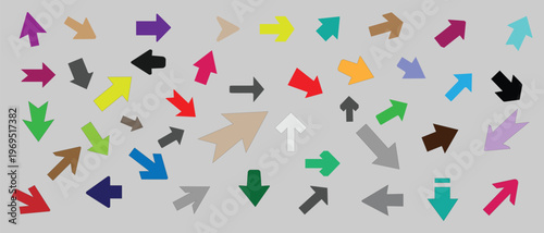Arrow vector icon colorful pack. Mega set of way direction arrow sign. navigation, pointing symbols, pointing up, down, left and right icon set. 