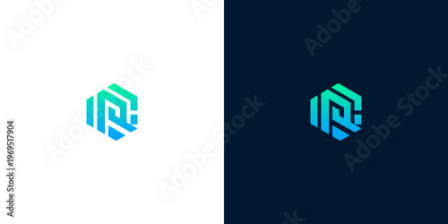 Sleek Digital Identity Concept Abstract Geometric Lettermark Logo Design within a Hexagon for Innovative Technology and Modern Business Solutions