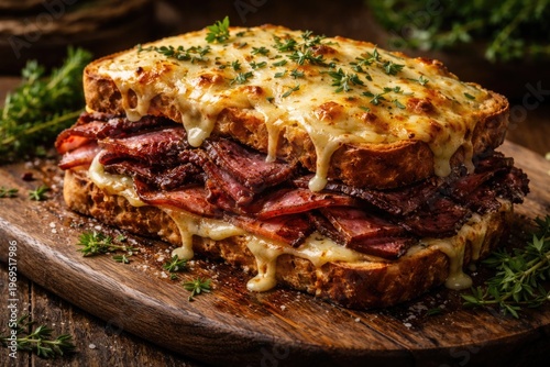 Tasty croque monsieur sandw...