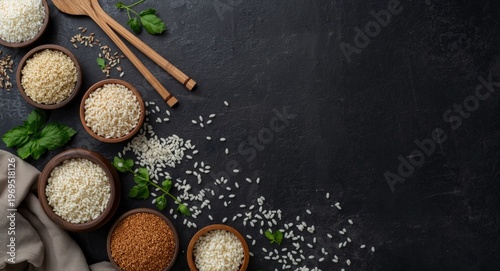 Mixed rice grains displayed...