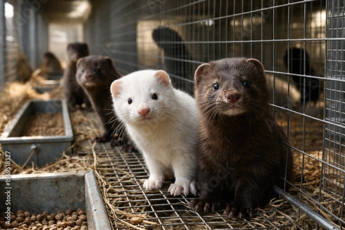 Minks in Farm Enclosure wit...