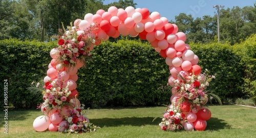 Wedding arch adorned with b...
