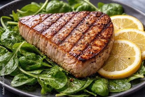 Close up of grilled tuna st...
