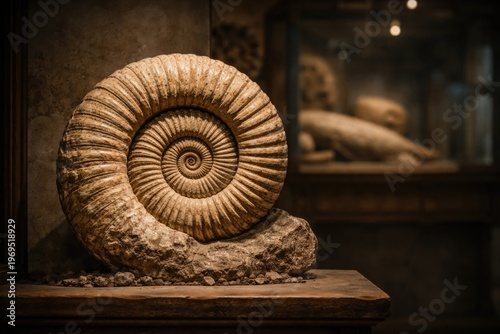 Ancient ammonite fossil dis...