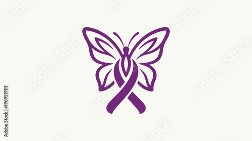 Butterfly with Purple Awareness Ribbon