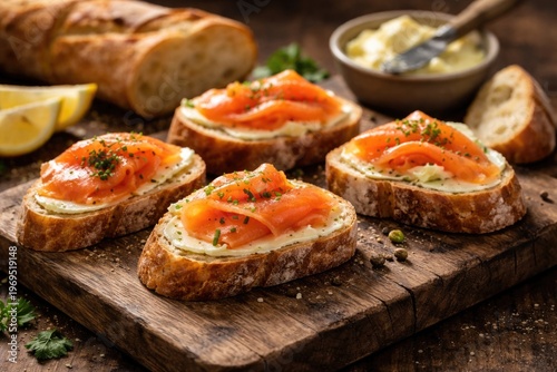 Sliced Baguette Topped with...