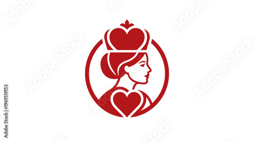 Red Queen of Hearts Playing Card Symbol