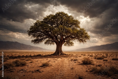 A solitary tree towering am...