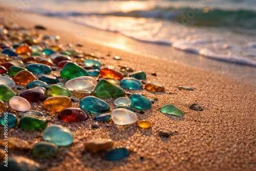 Scattered colorful sea glas...