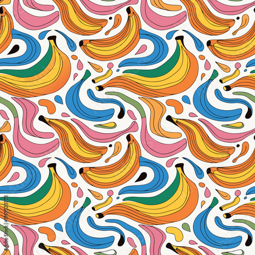 Abstract Banana Splash Pattern – Seamless Colorful Design