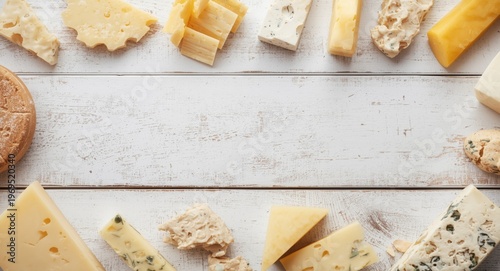 Varied cheeses on white dis...
