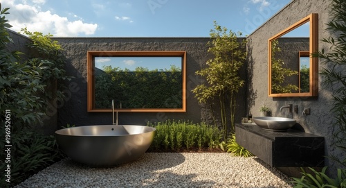 stylish outdoor bathroom fe...