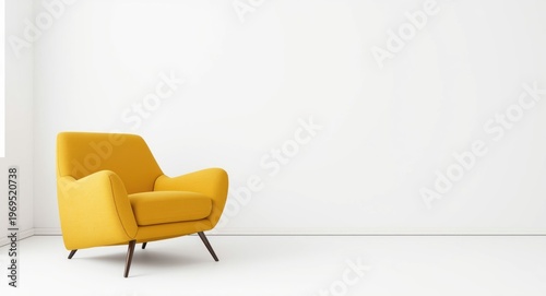Vivid yellow armchair sitti...