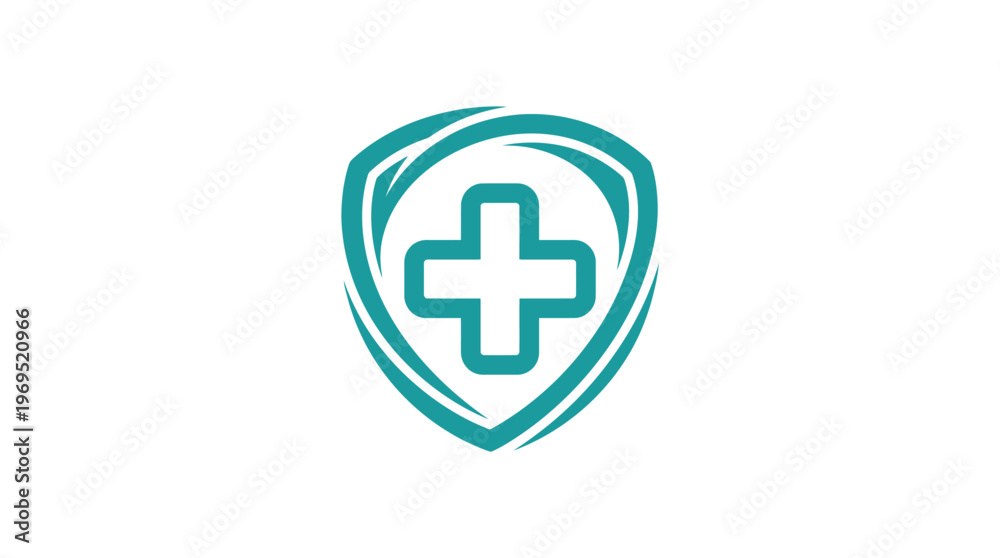Obraz premium Medical Cross Shield Logo on White Background