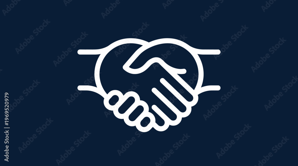 Fototapeta premium Handshake Forming Heart Symbol on Dark Blue Background