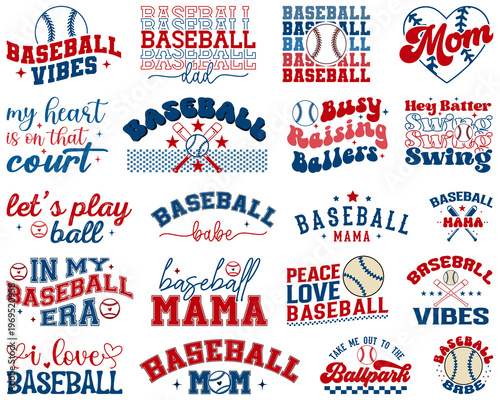 Baseball Bundle - Baseball Mom Dad Vibes Baseball Mama Clipart