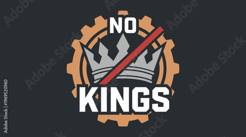 No Kings Emblem Against Dark Background