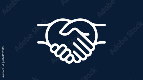 Handshake Forming Heart Symbol on Dark Blue Background