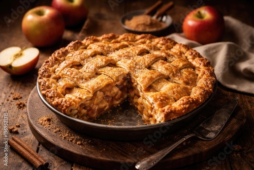 Freshly baked apple pie wit...