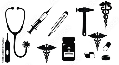 Medical Instruments and Healthcare Symbols Collection.