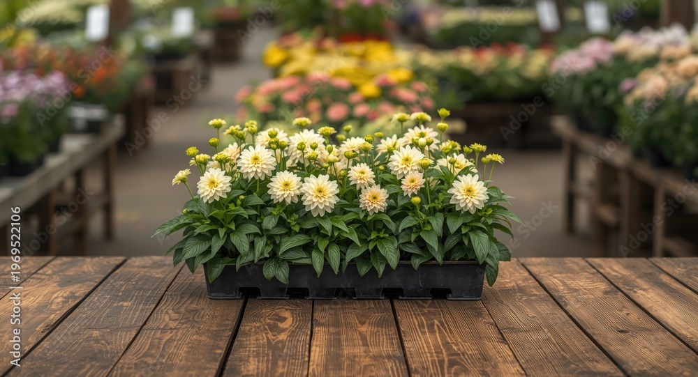 Naklejka premium Dahlia and other flower cuttings sold as young plants during planting season