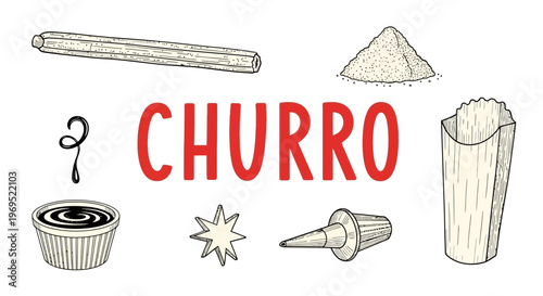 Churro dessert food sweet pastry.