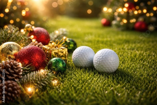 Festive golf holiday scene ...