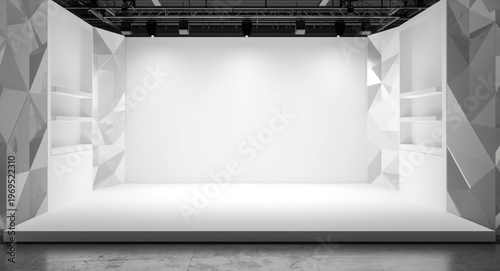 White geometric backdrop st...