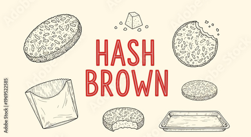 Delicious Hash Brown Potato Food Illustration.