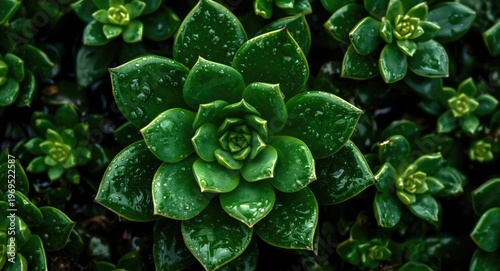 Wet succulent plant with br...