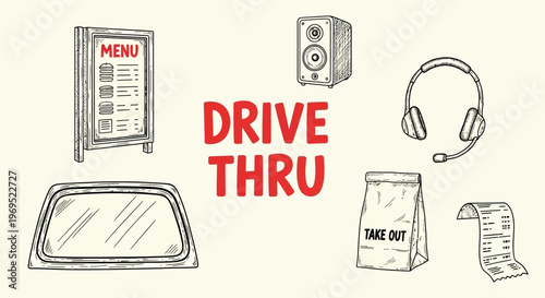 Drive thru restaurant take out concept.