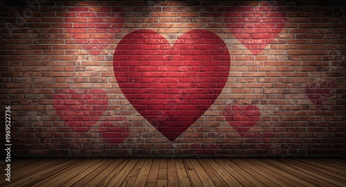 Weathered brick wall with v...