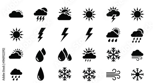 Collection of weather icons depicting various atmospheric conditions.
