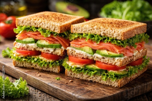 Fresh salmon and avocado cl...