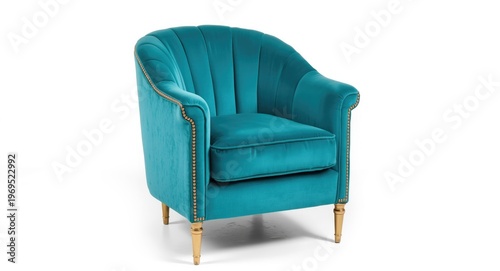 Turquoise upholstered armch...