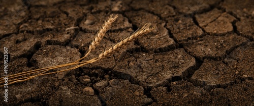 Two wheat stalks placed on ...