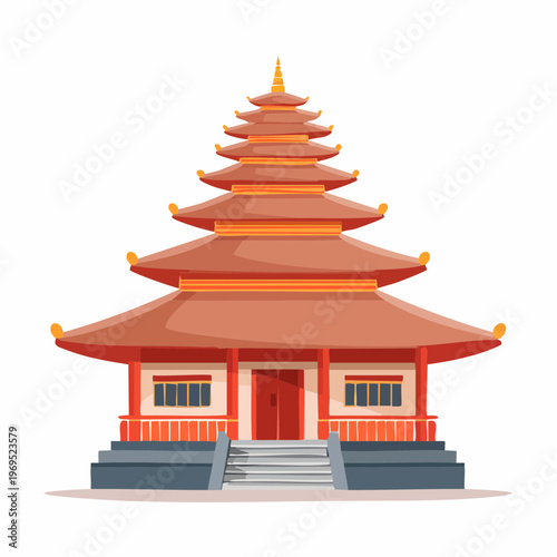 A Traditional Balinese Temple with a Tiered Roof and Stone Steps